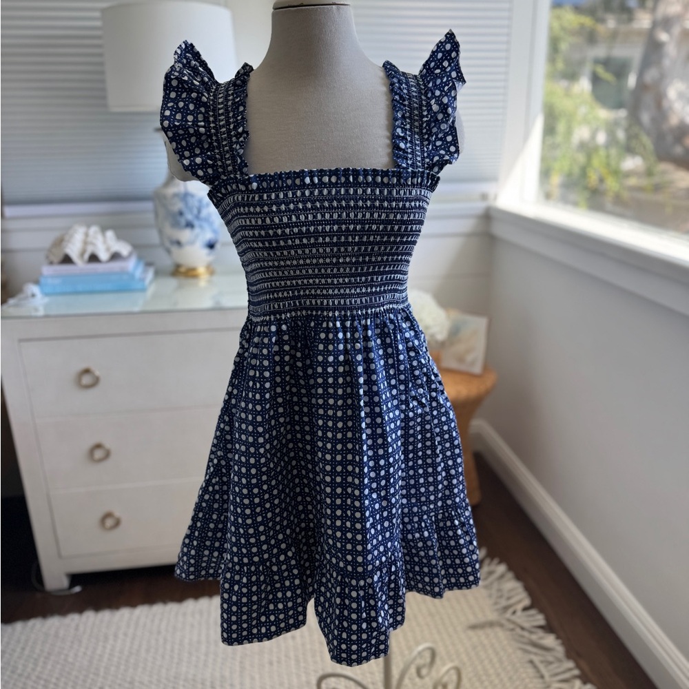 Hill House Blue Basketweave Elizabeth Sundress with Flutter Sleeves